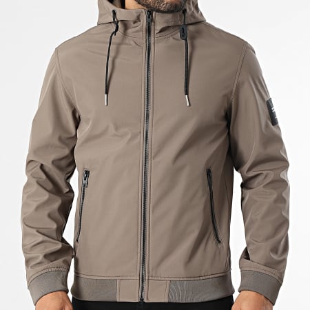 Jack And Jones - Veste Capuche Zippée Basic Softshell Taupe