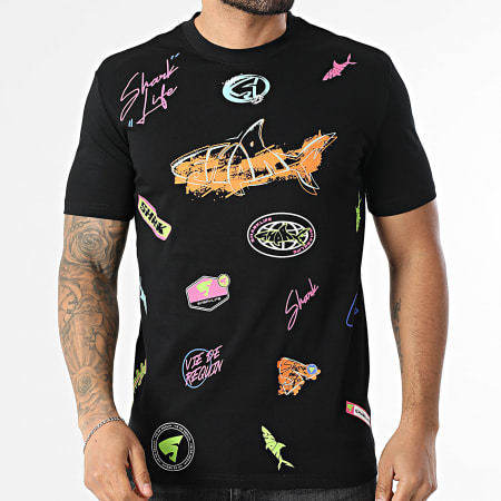 Shark Life - Camiseta All Over Negro Multi