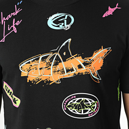 Shark Life - Camiseta All Over Negro Multi