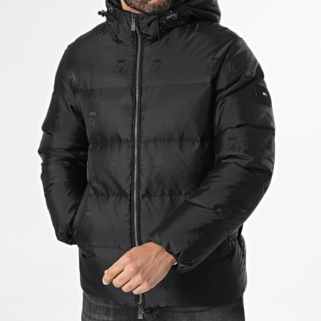 Tommy Hilfiger - Doudoune Capuche AOP Crest Down 2872 Noir