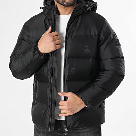 Tommy Hilfiger - Doudoune Capuche AOP Crest Down 2872 Noir