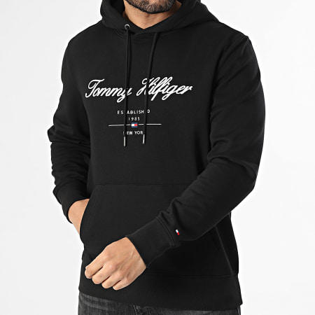 Tommy Hilfiger - Sweat Capuche Script Logo 3631 Noir