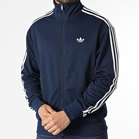Adidas Originals - Veste Zippée A Bandes Firebird TT KD4077 Bleu Marine Blanc