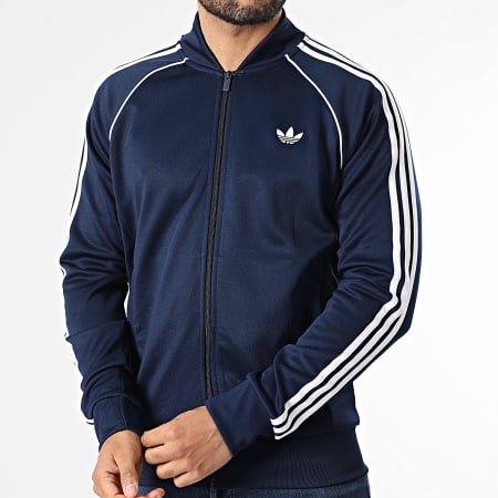 Adidas Originals - Veste Zippée A Bandes SST TT KE3511 Bleu Marine Blanc
