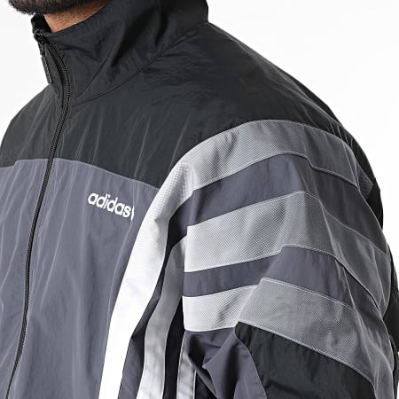 Adidas Originals - Veste Zippée A Bandes Santiago TT KS8326 Noir Gris Anthracite