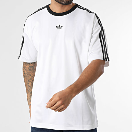 Adidas Originals - Tee Shirt Oversize A Bandes Jacquard Jersey KD5829 Blanc