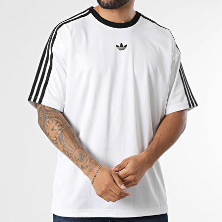 Adidas Originals - Tee Shirt Oversize A Bandes Jacquard Jersey KD5829 Blanc