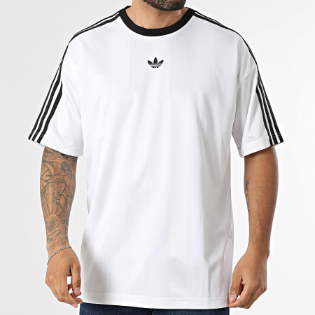 Adidas Originals - Tee Shirt Oversize A Bandes Jacquard Jersey KD5829 Blanc