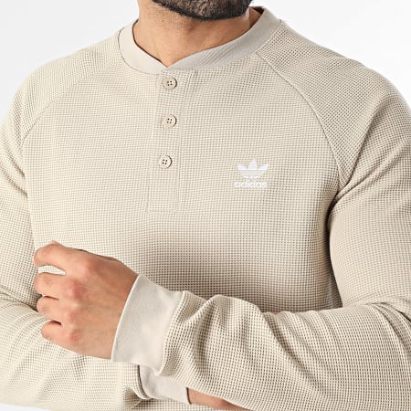Adidas Originals - Tee Shirt Manches Longues Texturé Essentials KE1178 Beige