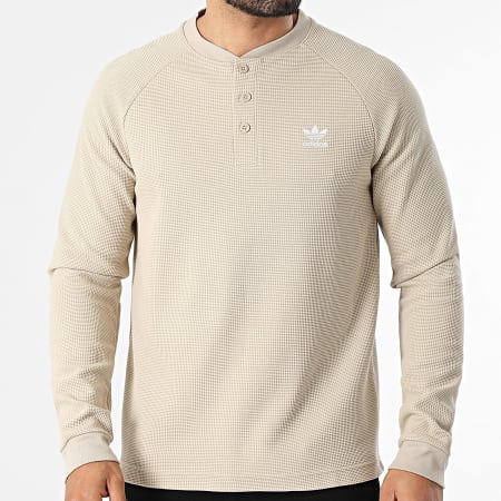 Adidas Originals - Tee Shirt Manches Longues Texturé Essentials KE1178 Beige