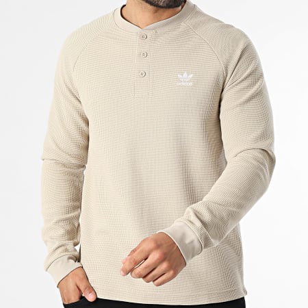 Adidas Originals - Tee Shirt Manches Longues Texturé Essentials KE1178 Beige