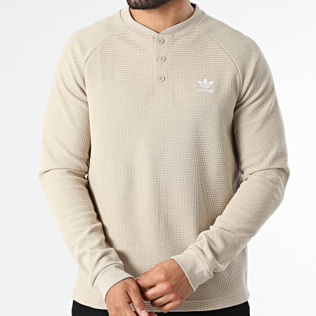 Adidas Originals - Tee Shirt Manches Longues Texturé Essentials KE1178 Beige