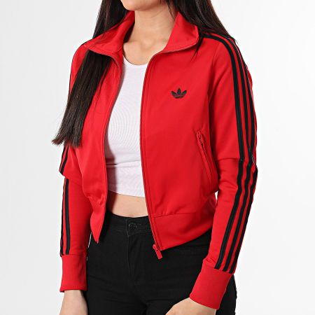 Adidas Originals - Veste Zippée A Bandes Femme FB Classic TT KD1334 Rouge Noir