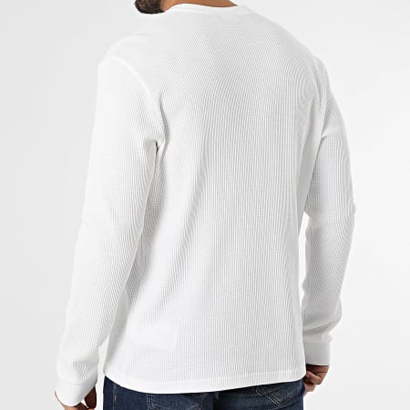 Only And Sons - Tee Shirt Manches Longues Col Boutonné Tobie Blanc