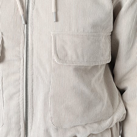 Only - Veste Zippée Capuche Femme Suva Corduroy Beige