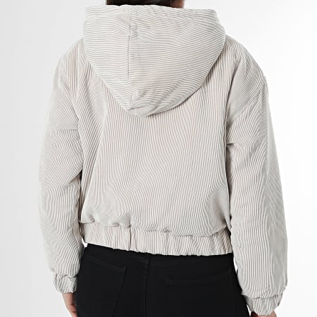 Only - Veste Zippée Capuche Femme Suva Corduroy Beige