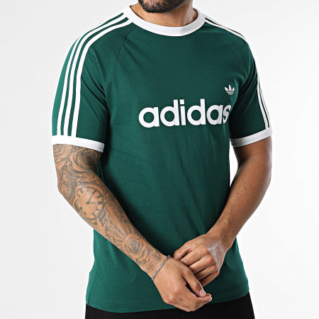 Adidas Originals - Tee Shirt A Bandes 3 Stripes Ringer KF0415 Vert Bouteille