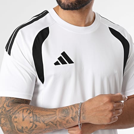 Adidas Sportswear - Tee Shirt Slim Fit A Bandes Tiro 26L Jersey KB1352 Blanc Noir