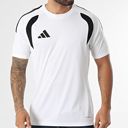 Adidas Sportswear - Tee Shirt Slim Fit A Bandes Tiro 26L Jersey KB1352 Blanc Noir