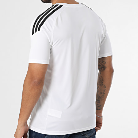 Adidas Sportswear - Tee Shirt Slim Fit A Bandes Tiro 26L Jersey KB1352 Blanc Noir