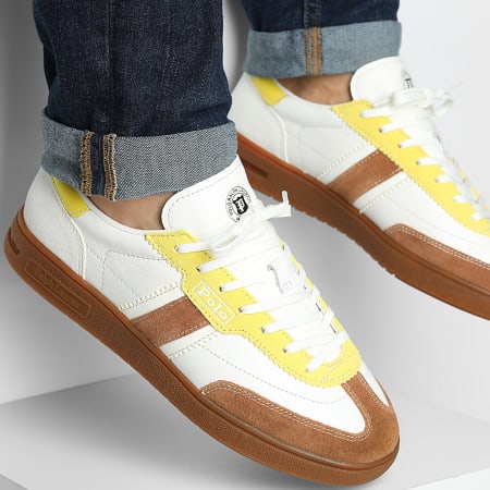 Polo Ralph Lauren - Zapatillas Bedford Blanco Amarillo Marrón