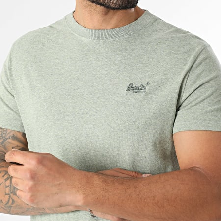 Superdry - Camiseta Essential Logo Bordado M1011245A Verde Jaspeado