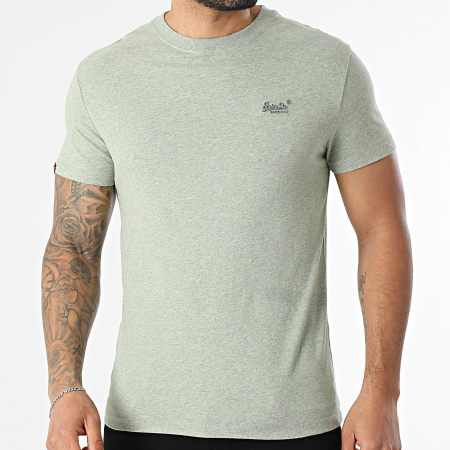 Superdry - Camiseta Essential Logo Bordado M1011245A Verde Jaspeado
