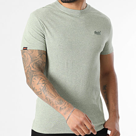 Superdry - Camiseta Essential Logo Bordado M1011245A Verde Jaspeado