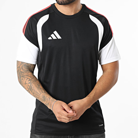 Adidas Sportswear - Tee Shirt Slim A Bandes Tiro 26L KB1357 Noir Blanc