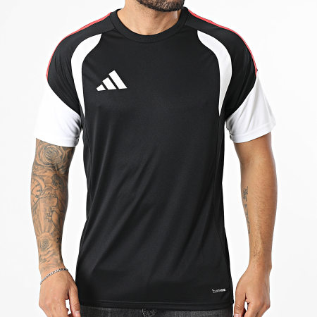 Adidas Sportswear - Tee Shirt Slim A Bandes Tiro 26L KB1357 Noir Blanc