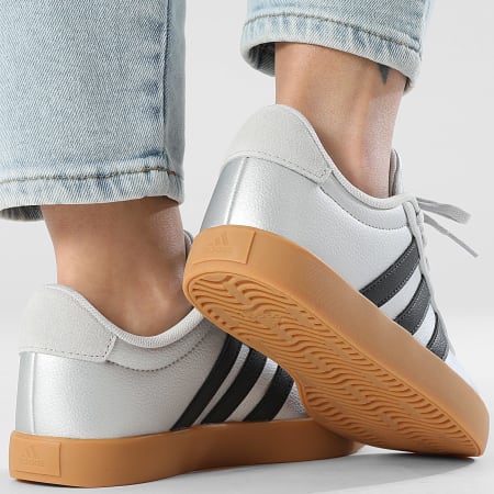 Adidas Performance - Zapatillas Mujer VL Court 3.0 K IH3945 Plateado Metálico Negro Núcleo Gris Sólido Claro