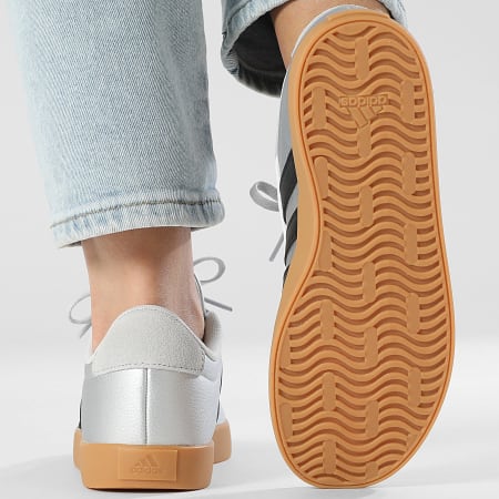 Adidas Performance - Zapatillas Mujer VL Court 3.0 K IH3945 Plateado Metálico Negro Núcleo Gris Sólido Claro