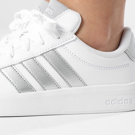 Adidas Performance - Zapatillas Mujer Grand Court 3.0 J JP9363 Footwear Blanco Plata Metálico
