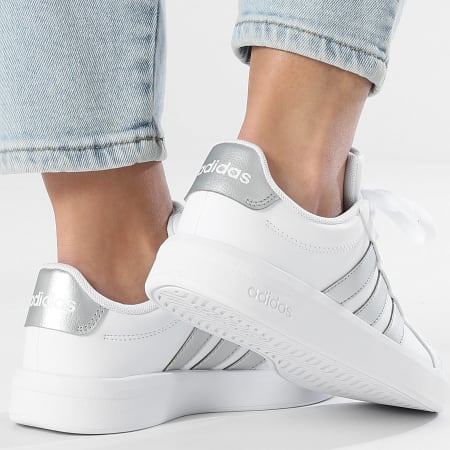 Adidas Performance - Zapatillas Mujer Grand Court 3.0 J JP9363 Footwear Blanco Plata Metálico