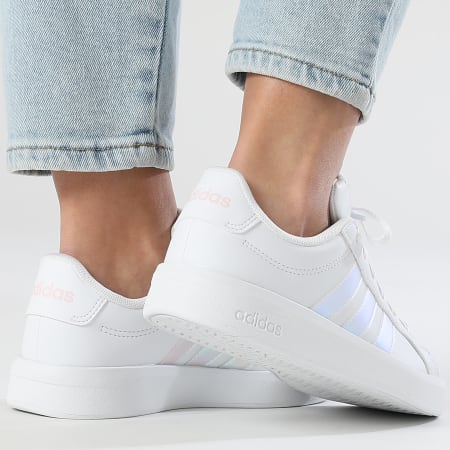 Adidas Performance - Zapatillas Mujer Grand Court 3.0 J JQ1978 Footwear Blanco Iridiscente Casi Rosa