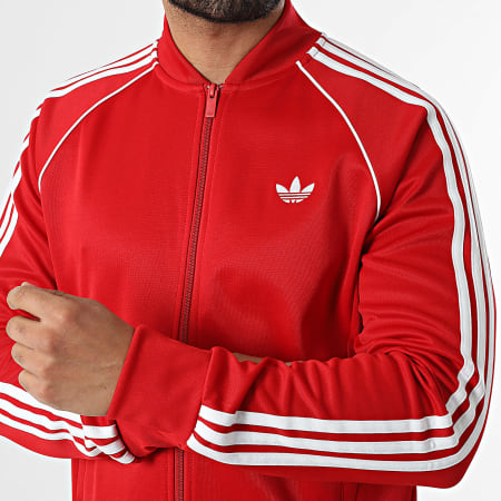 Adidas Originals - Veste Zippée A Bandes SST TT KE1670 Rouge Blanc