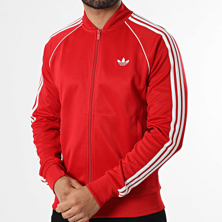 Adidas Originals - Veste Zippée A Bandes SST TT KE1670 Rouge Blanc