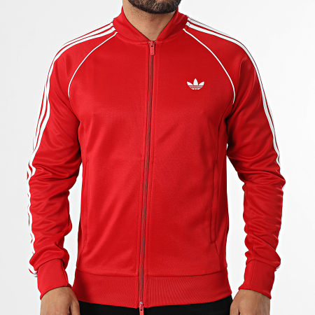 Adidas Originals - Veste Zippée A Bandes SST TT KE1670 Rouge Blanc