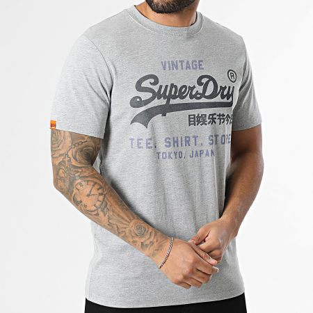 Superdry - Camiseta Heritage Relajada M1012216A Gris Jaspeado