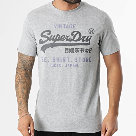 Superdry - Camiseta Heritage Relajada M1012216A Gris Jaspeado