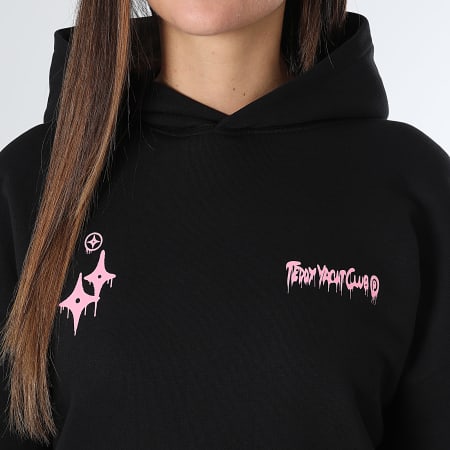 Teddy Yacht Club - Sweat Capuche Relaxed Femme Simple Andrew Rose Noir