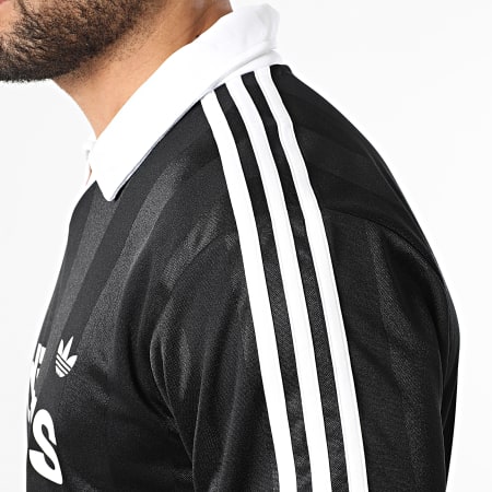 Adidas Originals - Tee Shirt Col V A Bandes Jersey KE3584 Noir Blanc