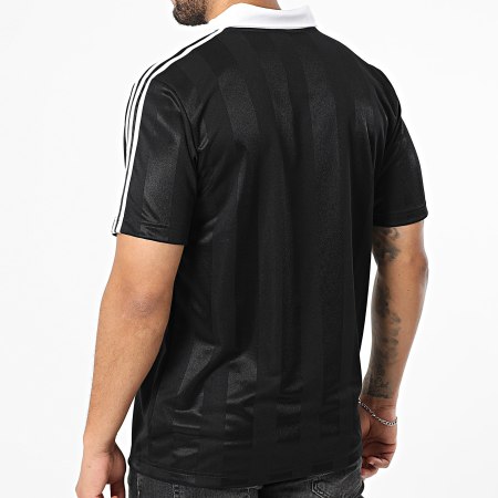 Adidas Originals - Tee Shirt Col V A Bandes Jersey KE3584 Noir Blanc