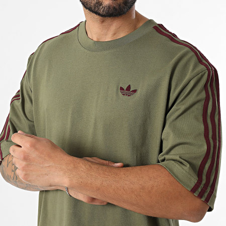 Adidas Originals - Tee Shirt A Bandes 3 Stripes KE1590 Vert Kaki Bordeaux