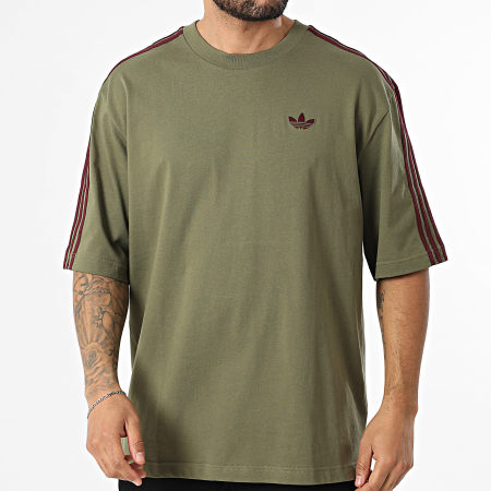 Adidas Originals - Tee Shirt A Bandes 3 Stripes KE1590 Vert Kaki Bordeaux