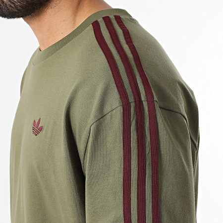 Adidas Originals - Tee Shirt A Bandes 3 Stripes KE1590 Vert Kaki Bordeaux