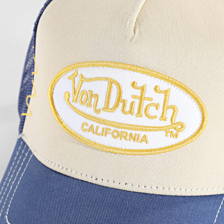 Von Dutch - Casquette Trucker Used Bleu Marine Beige Jaune