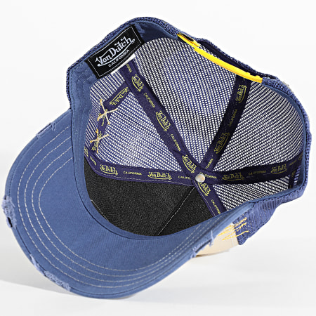 Von Dutch - Casquette Trucker Used Bleu Marine Beige Jaune