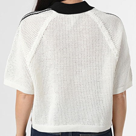 Adidas Originals - Polo Manches Courtes A Bandes Femme Crochet KC6490 Beige Noir
