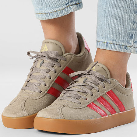 Adidas Performance - Zapatillas Mujer VL Court 3.0 K IH3948 Blanco Cargo Rojo Puro Oro Metálico
